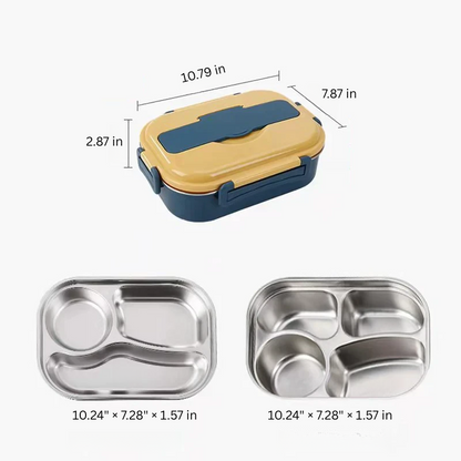 Thermal Lunch Box with 4 Compartments, Stainless Steel