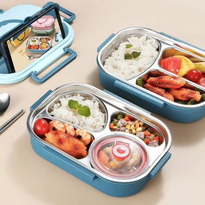 Thermal Lunch Box with 4 Compartments, Stainless Steel